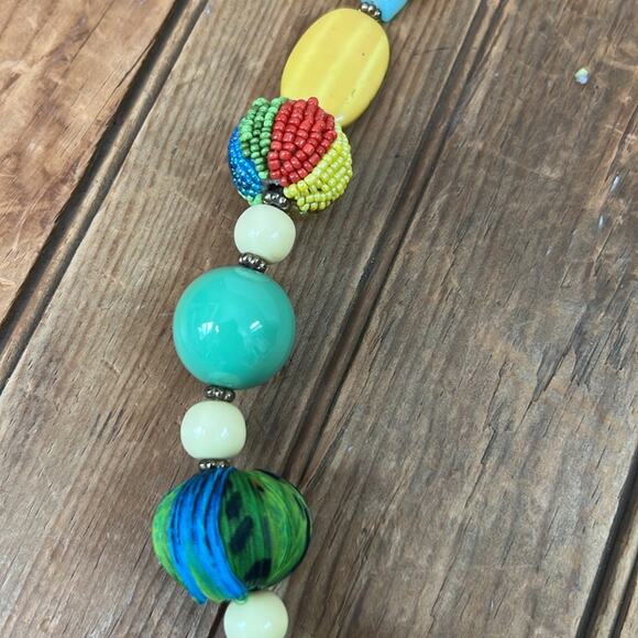 Vintage 80s chunky long, Colorful Beaded Necklace from Aldo - Picture 2 of 4